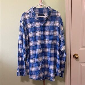 Vineyard Vines long sleeve Flannel Button Down shirt White Blue Pink 3XB